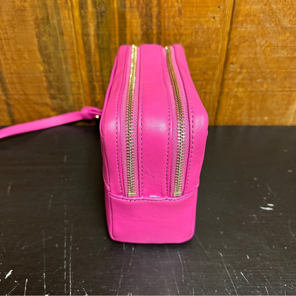 Tory Burch Block T-Double Zip Crossbody - Crazy Pink - Picture 3 of 6